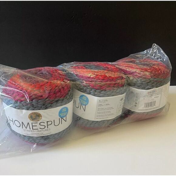 3 New Lion Brand Yarns Homespun Stripes 610 Foliage Bulky 6 Oz Each 634825 Lot